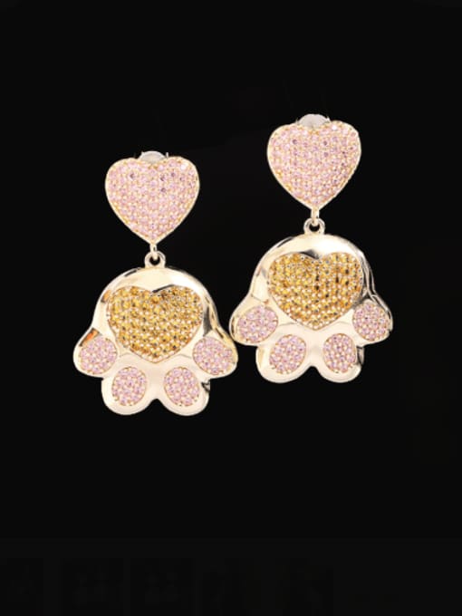 Luxu Brass Cubic Zirconia Heart Luxury Cluster Earring 2