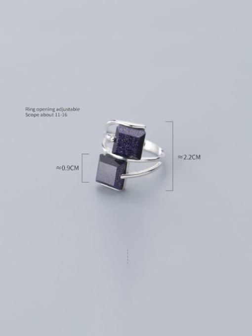 Rosh 925 Sterling Silver Obsidian Black Geometric Minimalist Free Size  Ring 3