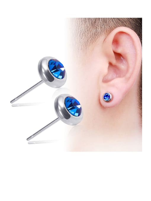 BSL Titanium Rhinestone Multi Color Round Minimalist Stud Earring 1