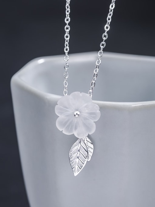 Crystal Plum Necklace 925 Sterling Silver Crystal Flower Vintage Necklace