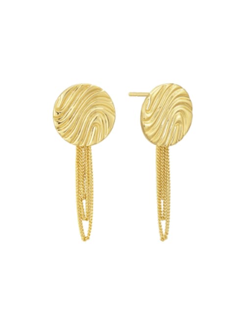 Gold Wave Pattern Earrings Brass Geometric Minimalist Drop Earring