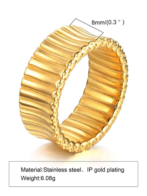 golden Titanium Steel Geometric Vintage Band Ring