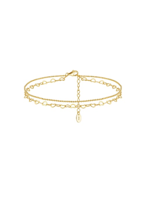 14K gold foot chain, weighing 2.29g 925 Sterling Silver  Geometric Minimalist Double Layer Chain Anklet