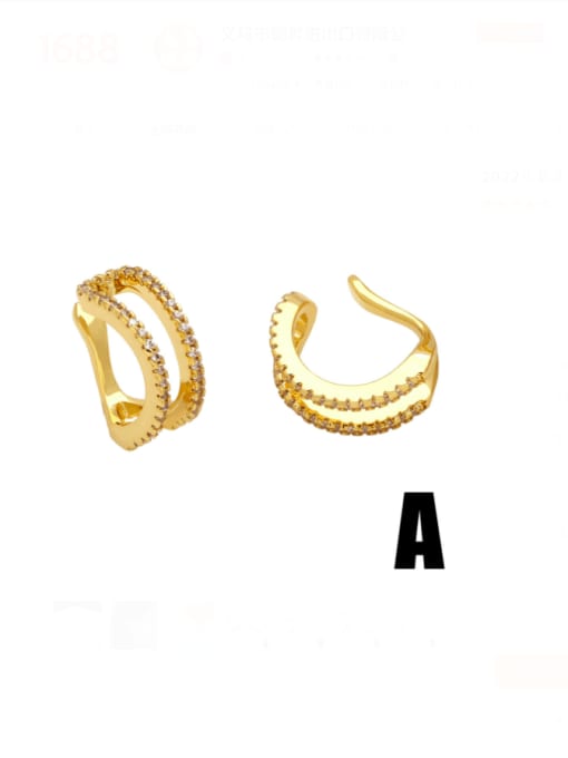 CC Brass Cubic Zirconia Geometric Vintage Clip Earring 2