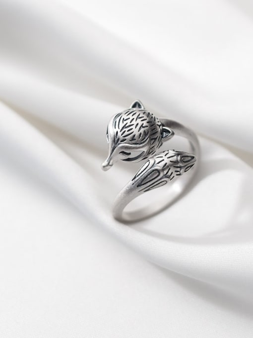 Rosh 925 Sterling Silver Hollow Fox Vintage Band Ring 1