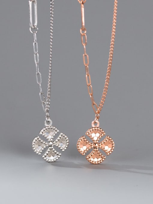 Rosh 925 Sterling Silver Flower Minimalist Necklace