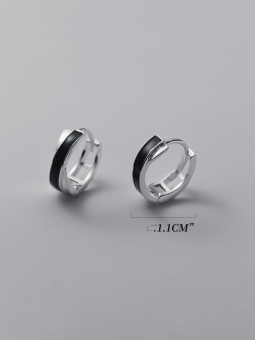 Rosh 925 Sterling Silver Enamel Geometric Minimalist Huggie Earring 2