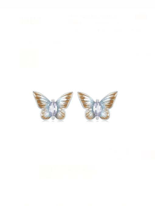 Jare 925 Sterling Silver Enamel Butterfly Cute Stud Earring 0