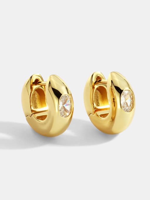 CHARME Brass Rhinestone Geometric Minimalist Stud Earring