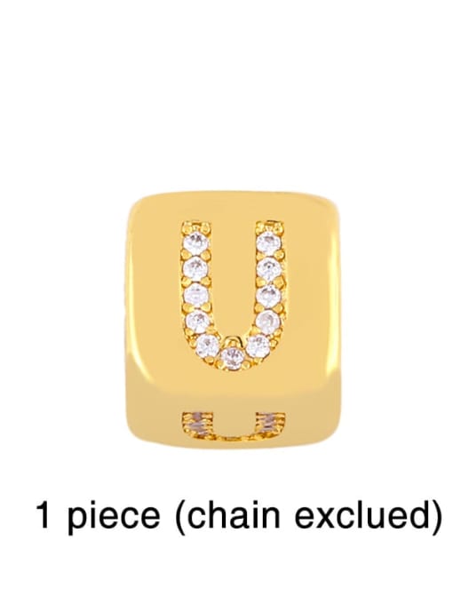 U Brass Cubic Zirconia square  Letter Minimalist Adjustable Bracelet