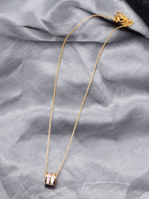 A TEEM Titanium Shell Round Minimalist  pendant Necklace 2