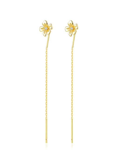 CCUI 925 Sterling Silver Flower Minimalist Threader Earring