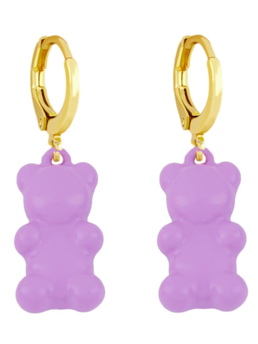 purple Brass Enamel Icon Vintage Huggie Earring