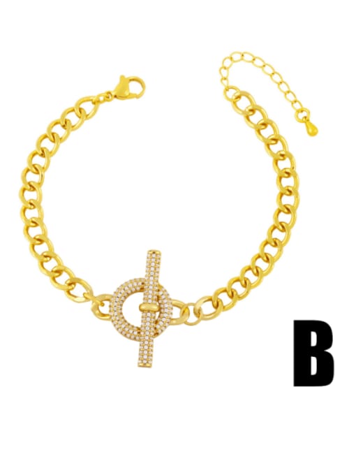 CC Brass Cubic Zirconia Geometric Hip Hop Link Bracelet 2