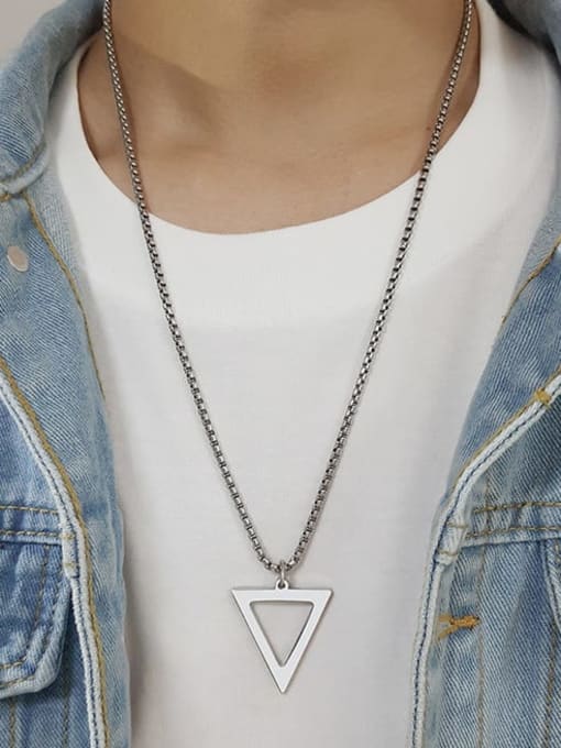 CONG Stainless steel Hollow Triangle Minimalist Necklace 1