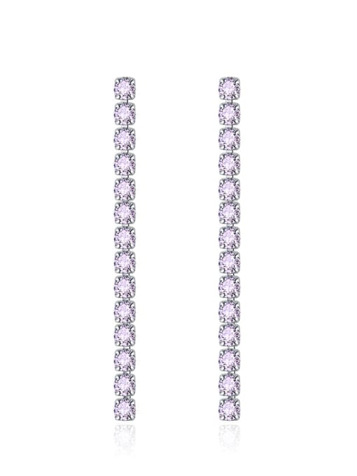 purple Brass Cubic Zirconia Geometric Minimalist Cluster Earring