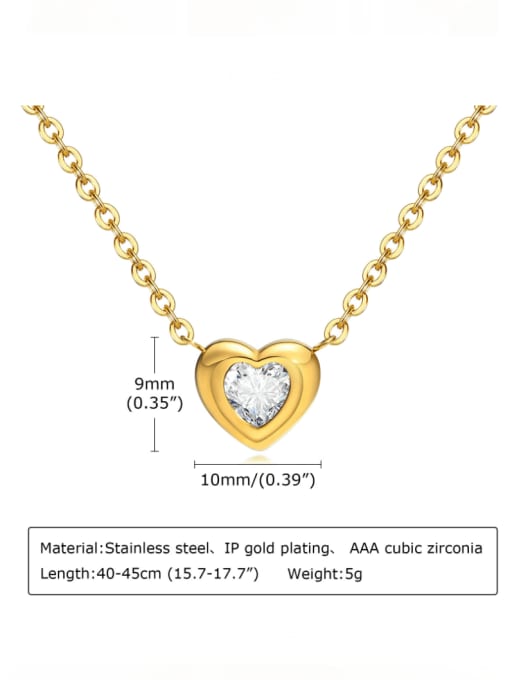 LI MUMU Stainless steel Cubic Zirconia Heart Minimalist Necklace 2
