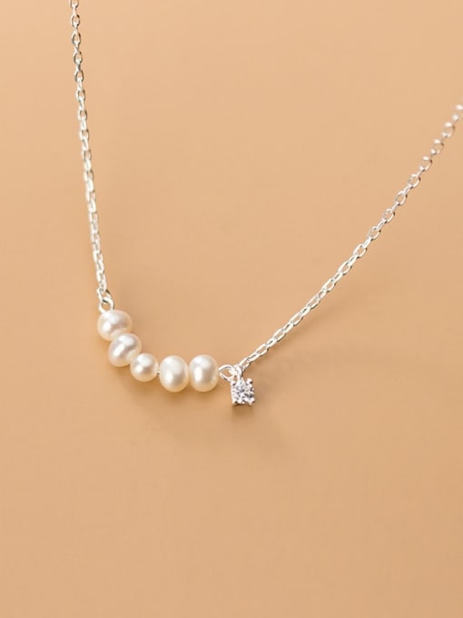 Rosh 925 Sterling Silver Fashion simple temperament pearl Necklace 2