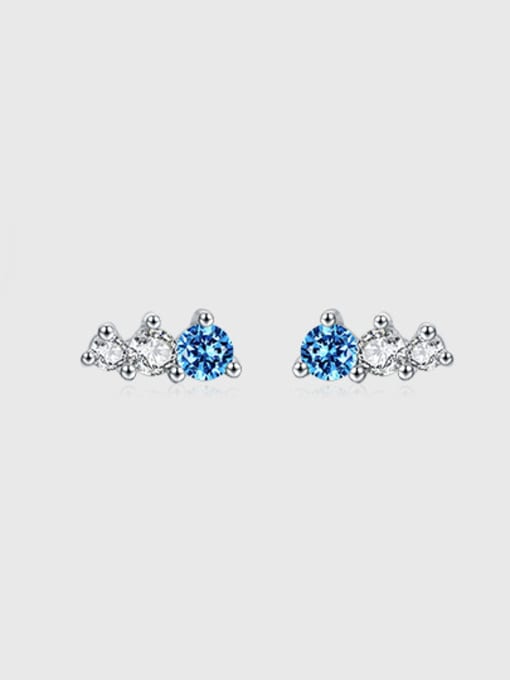 Ear Studs 925 Sterling Silver Cubic Zirconia Geometric Dainty Band Ring