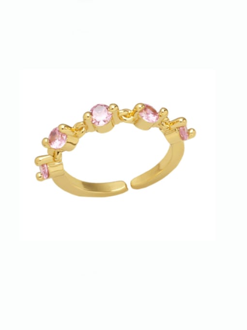 Pink Brass Cubic Zirconia Geometric Vintage Band Ring