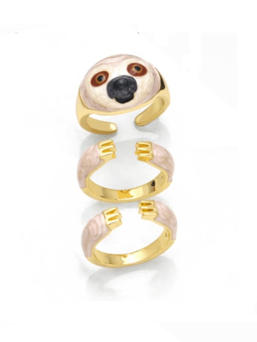 CC Brass Enamel Panda Cute Band Ring 0