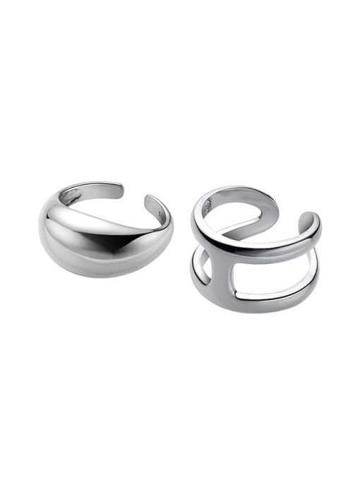 Rosh 925 Sterling Silver Geometric Minimalist Band Ring 0