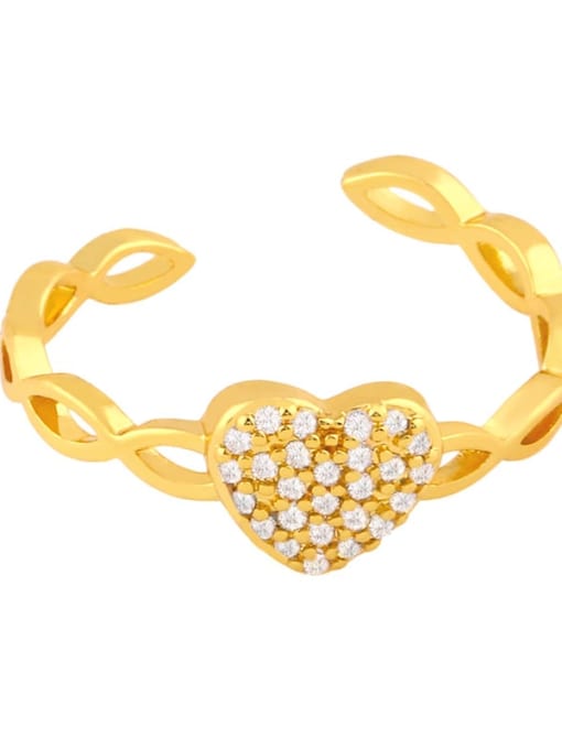 heart-shaped Brass Cubic Zirconia Butterfly Dainty Band Ring