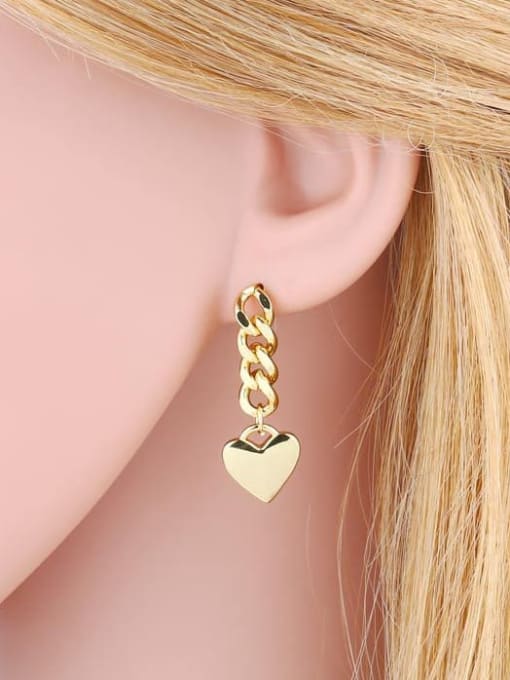 CC Brass Heart Minimalist Cross Hook Earring 1