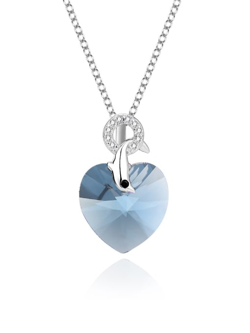 JYXZ 069 (denim) 925 Sterling Silver Austrian Crystal Heart Classic Necklace