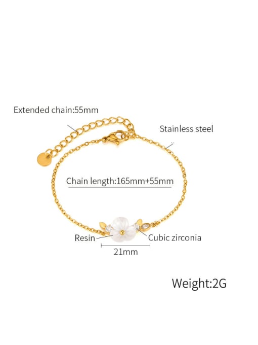 GS1660J Steel Bracelet Gold Stainless steel Shell Flower Minimalist Link Bracelet