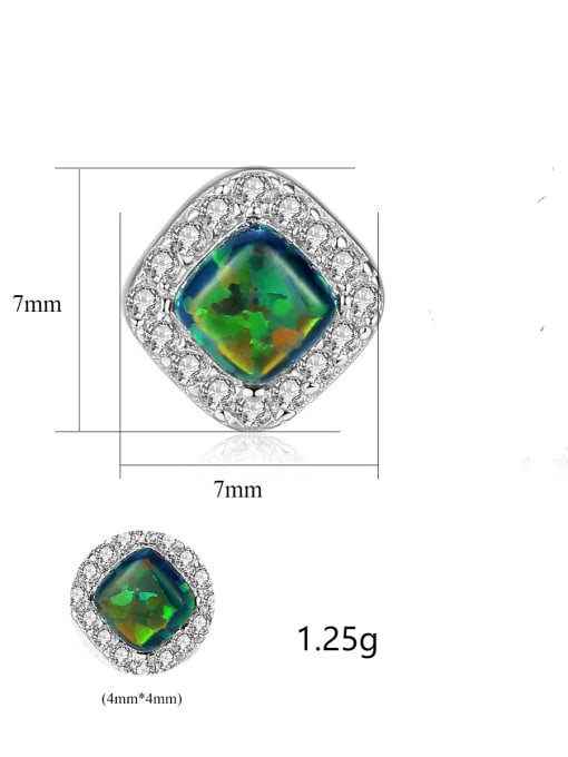 CCUI 925 Sterling Silver Opal Square Minimalist Stud Earring 3