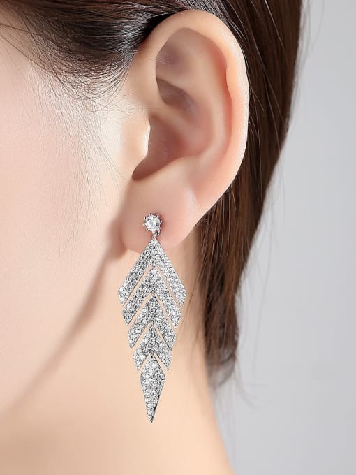 BLING SU Copper Cubic Zirconia Geometric Luxury Drop Earring 1