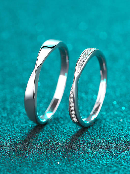 MOISS 925 Sterling Silver Moissanite Irregular Classic Couple Ring 2
