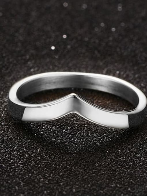 CONG Stainless Steel With Simple Glossy Fashion Irregular Band Rings 3