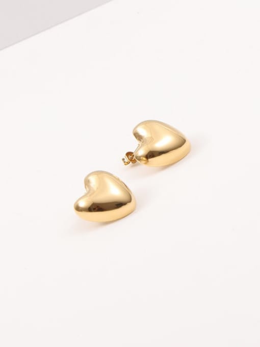 gold 20mm*21mm E867 Titanium Steel Heart Minimalist Stud Earring