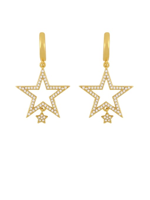 five-pointed star Brass Cubic Zirconia Heart Ethnic Drop Earring