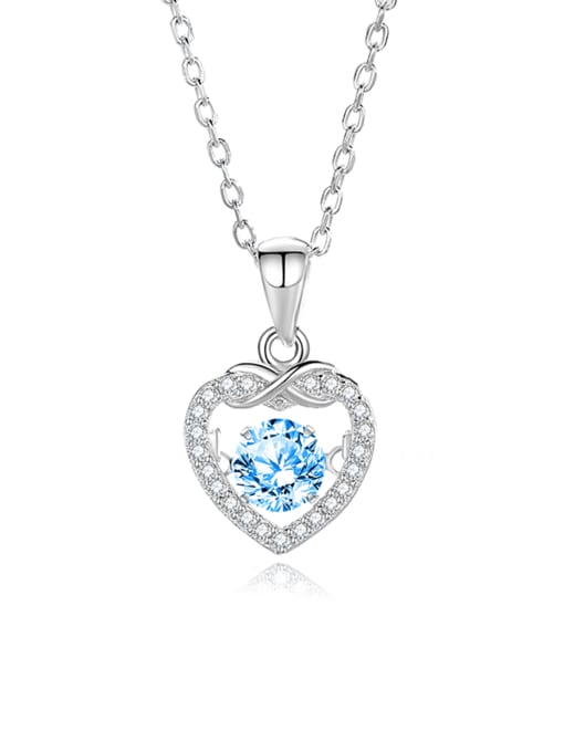 BC-Swarovski Elements 925 Sterling Silver Moissanite Heart Dainty Necklace 0