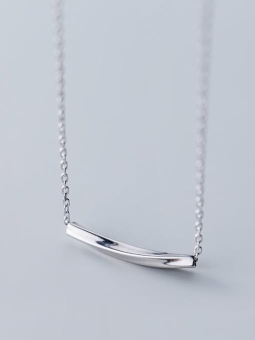 Rosh 925 Sterling Silver Minimalist  Smooth  Geometric pendant Necklace 1
