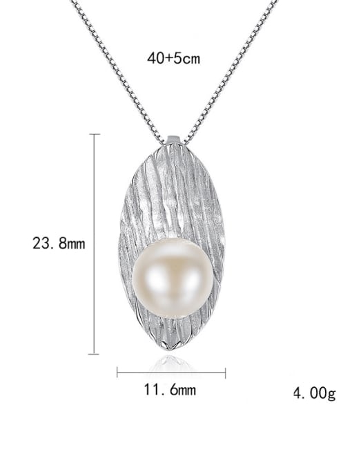 CCUI 925 Sterling Silver Freshwater Pearl Leaf pendant Necklace 4