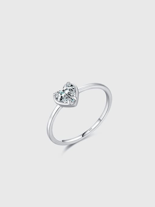 MODN 925 Sterling Silver Cubic Zirconia Heart Dainty Band Ring
