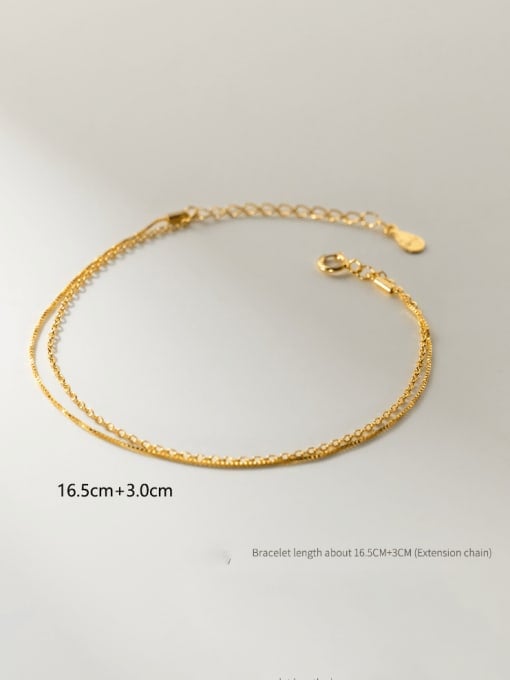 gold 925 Sterling Silver Geometric Minimalist Strand Bracelet