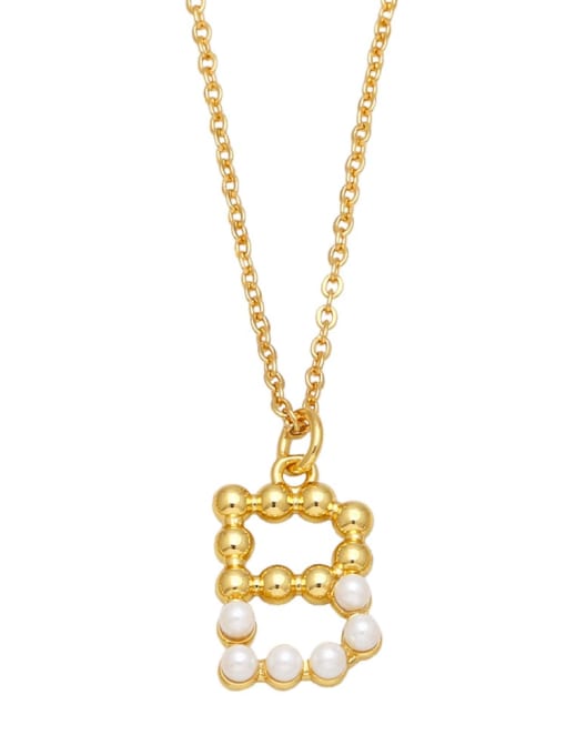 B Brass Imitation Pearl Letter Minimalist Necklace