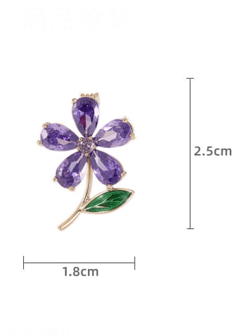 Luxu Brass Cubic Zirconia Flower Minimalist Brooch 3