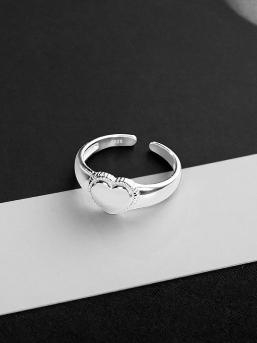 RS706 【 Platinum 】 925 Sterling Silver Heart Minimalist Band Ring