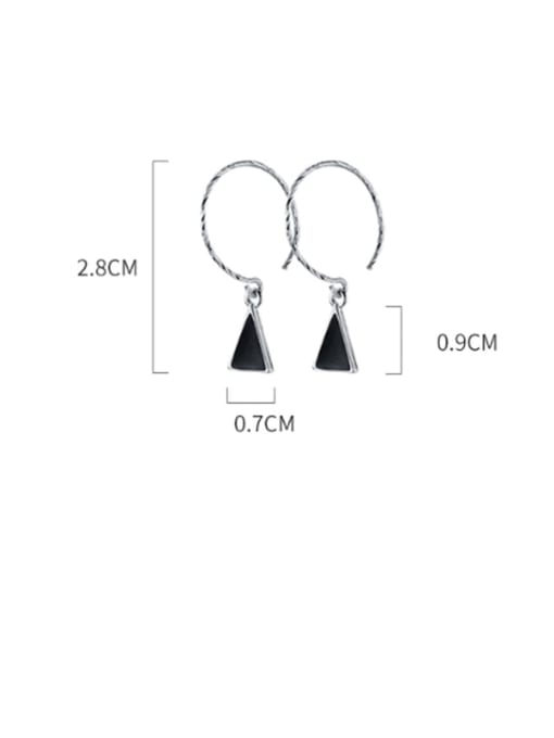 Rosh 925 Sterling Silver Black Enamel Triangle Minimalist Hook Earring 3
