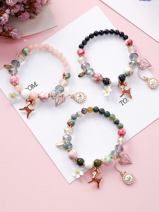 Girlhood Zinc Alloy Imitation Pearl Multi Color Round Bohemia Charm Bracelets 1
