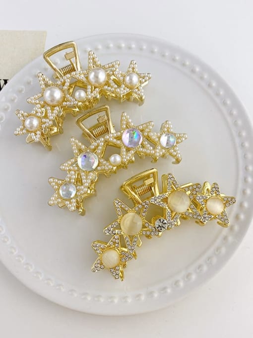 Chimera Alloy Imitation Pearl  Trend  Five-pointed star Jaw Hair Claw 1