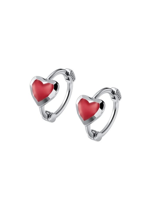 Rosh 925 Sterling Silver Enamel Heart Minimalist Huggie Earring 2