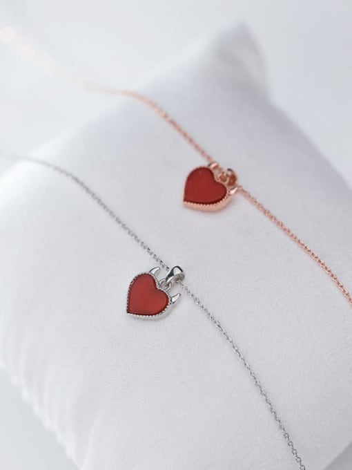 Rosh 925 Sterling Silver Cute heart pendant Necklace 2