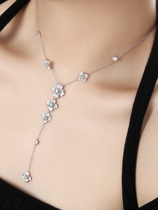 DAKA 925 Sterling Silver Flower Minimalist Lariat Necklace 1
